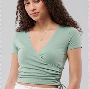 Hollister sage green wrap top